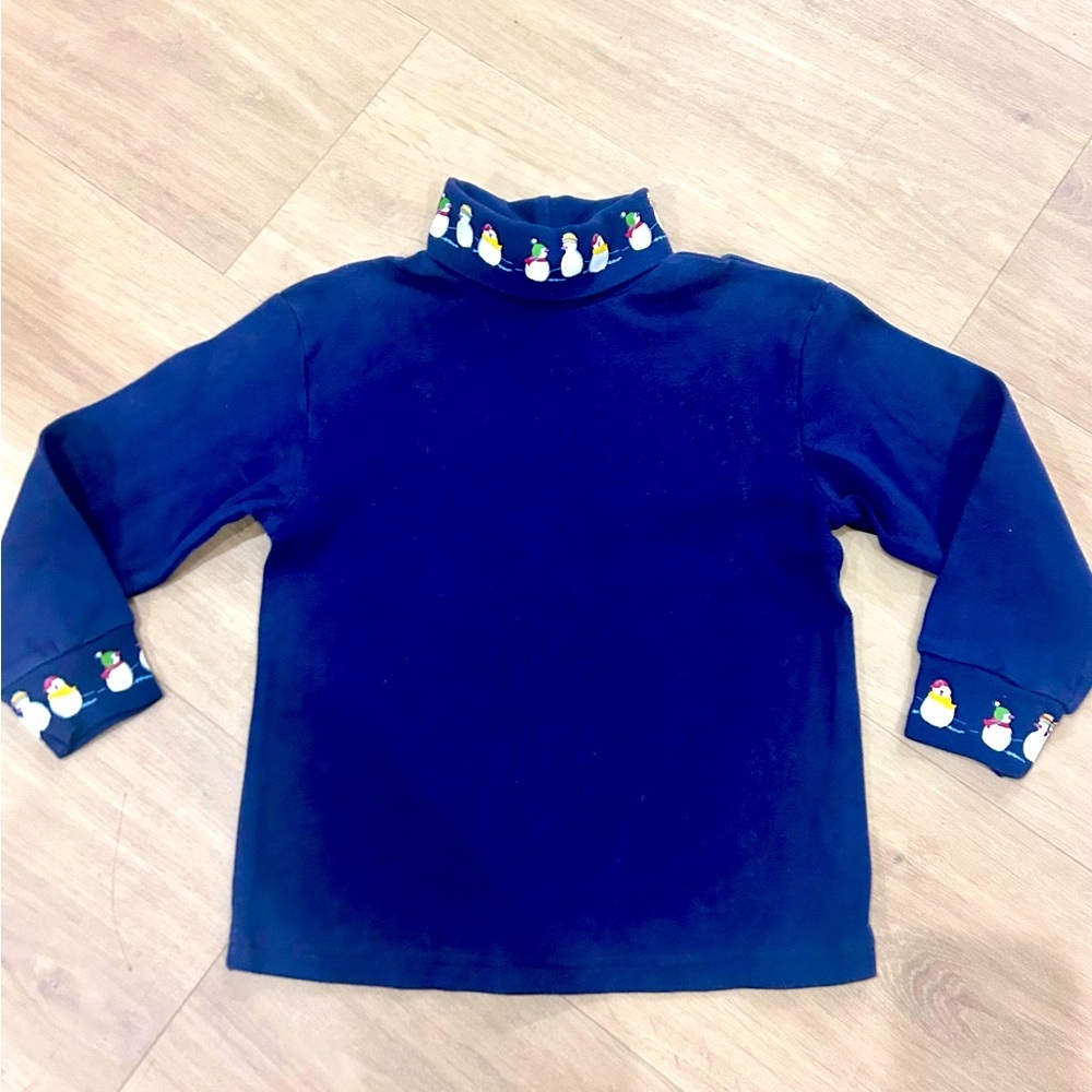 Vintage navy blue snowman turtleneck kids size 5/6